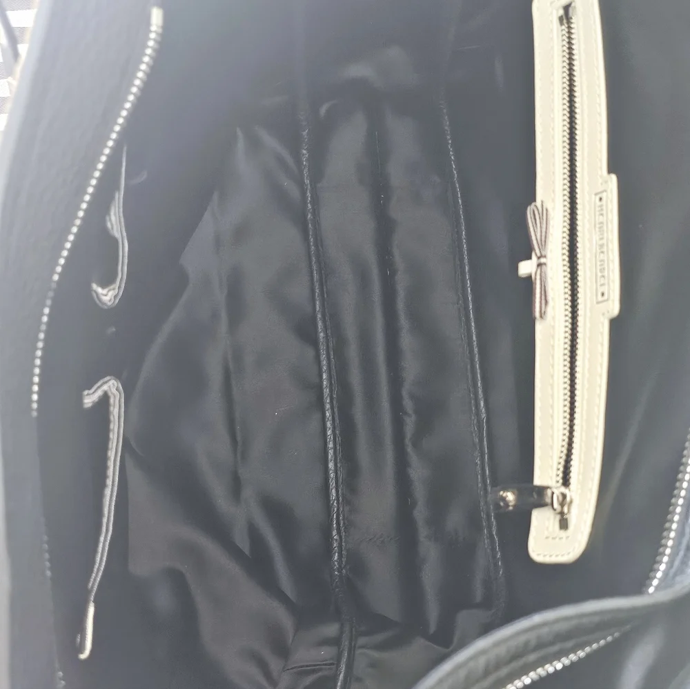 henri bendel Black Leather Tote with Grommet Strap Details